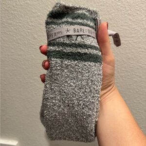 Barefoot Dreams Striped Gray and Green Socks